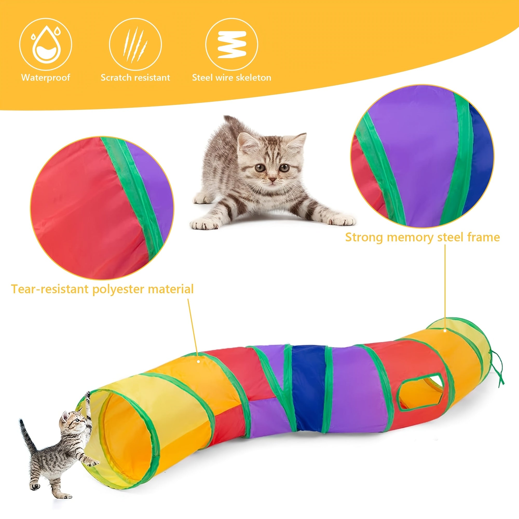 22pcs Cat Toys Kitten Toy Set Folding Camouflage Cat Tunnel Indoor Interactive Pet Toys Teaser Cat Feather Toy Colourful Mouse Plush Ball Bell Ball Toy Kit Kitten Puppy(Colorful)
