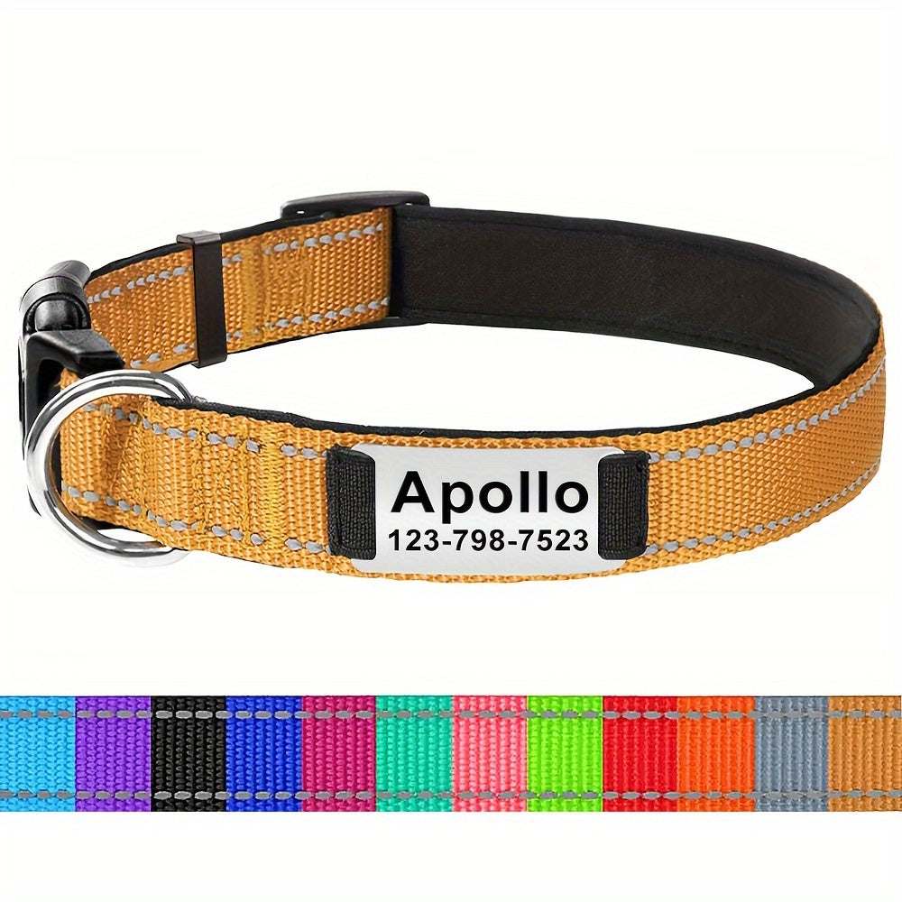 Personalized Pet Collars, Customized Dog Nylon Collar With ID Pendant Tag, Dog Outdoor Accessories And Decorations - Nice Gift For Pets