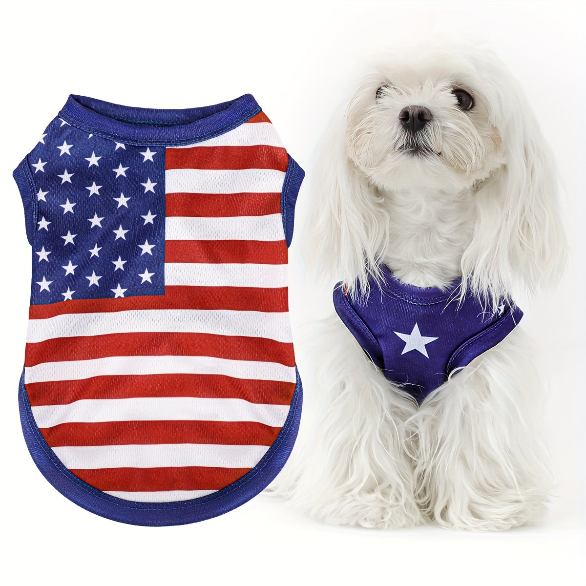 [All Breeds American Flag Vest] Patriotic American Flag Dog Vest - Comfortable & Stylish PET Apparel for National Holidays and Outdoor Activities, Hand Wash Only, Fits All Breeds
