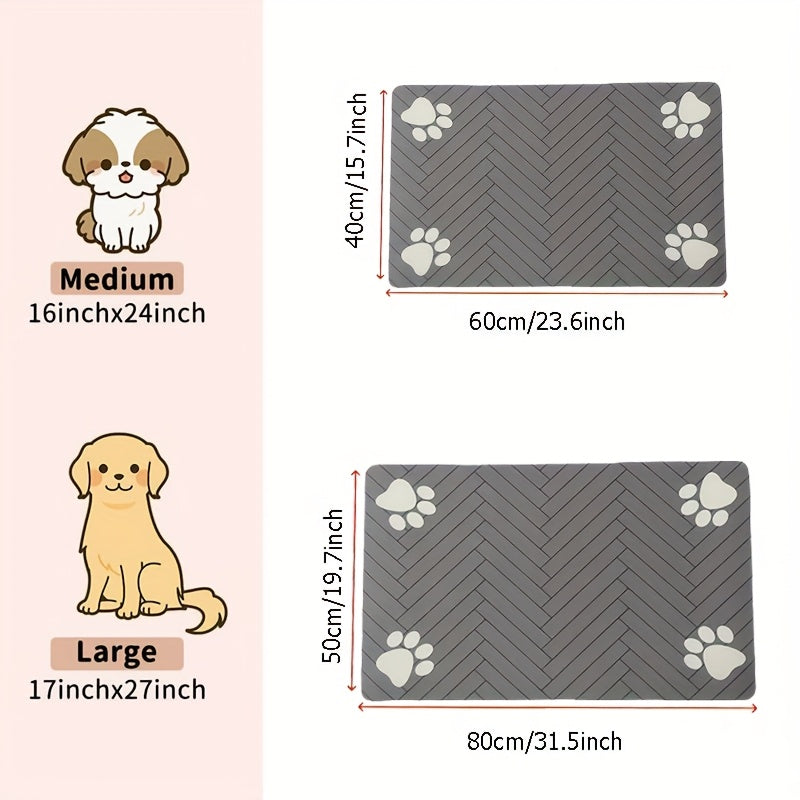 [Absorbent Pet Placemat] Quick Dry Pet Feeding Mat - Absorbent Waterproof Placemat For Food And Water Bowl - Dog And Cat