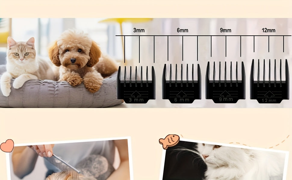 Professional Dog Grooming Kit - USB Rechargeable Electric Clippers with Thick Ceramic Blades, Brush & Measuring Tool Set for Cats and Dogs, Professional Dog Grooming Clippers, Dog Clippers for Grooming Professional Kit, Dog S