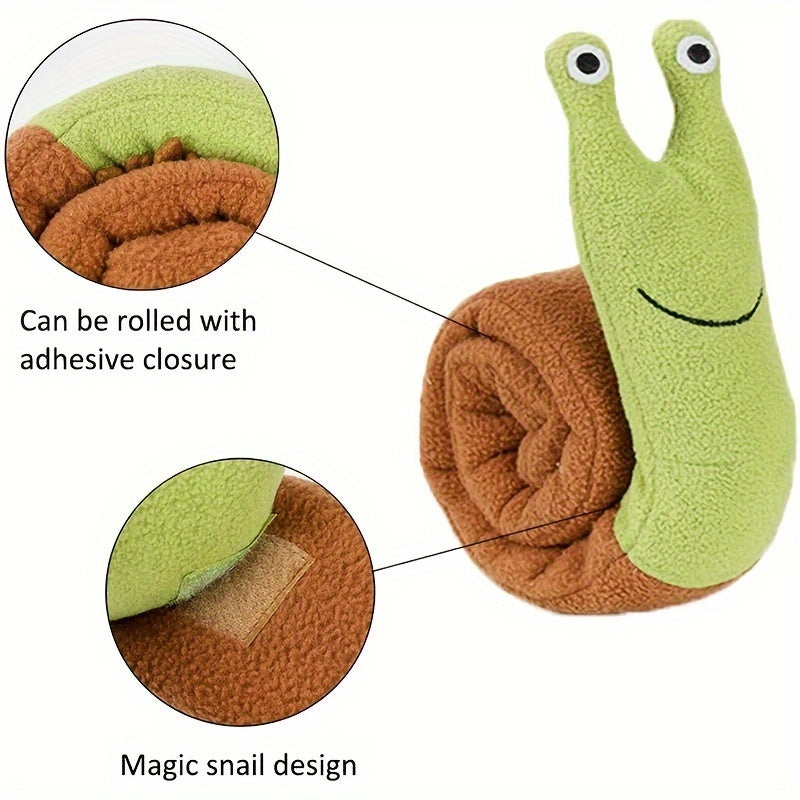 Snail-Shaped Interactive Dog Feeder Toy - Stimulating Puzzle Treat Dispenser, Plush Sniffing Mat, Educational Foraging Pad for Mental Stimulation and Slower Eating - Fun, Challenging, and Rewarding Pet Toy