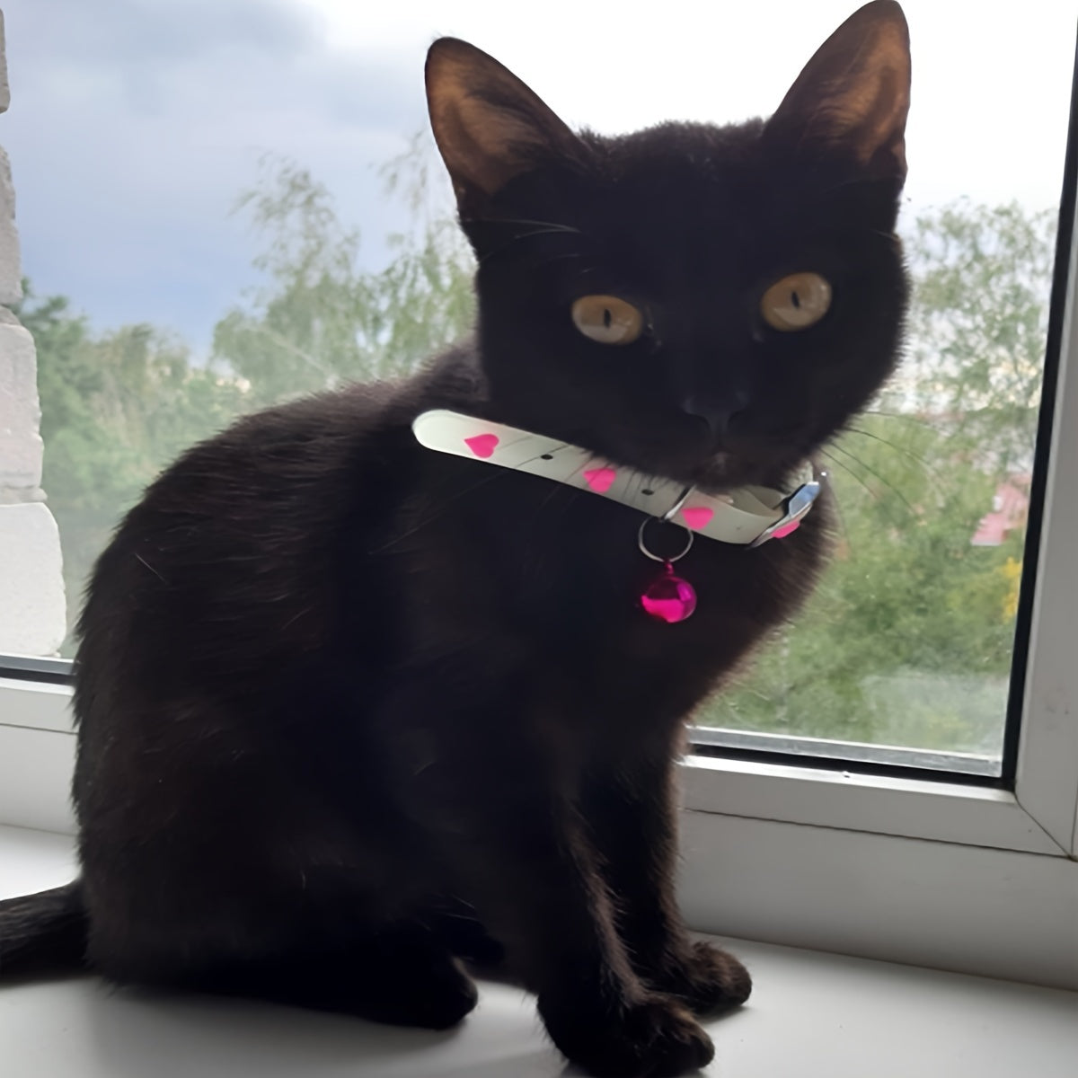 Adjustable Glowing Rubber Pet Collar with Cartoon Pattern, 1 Pc Random Color