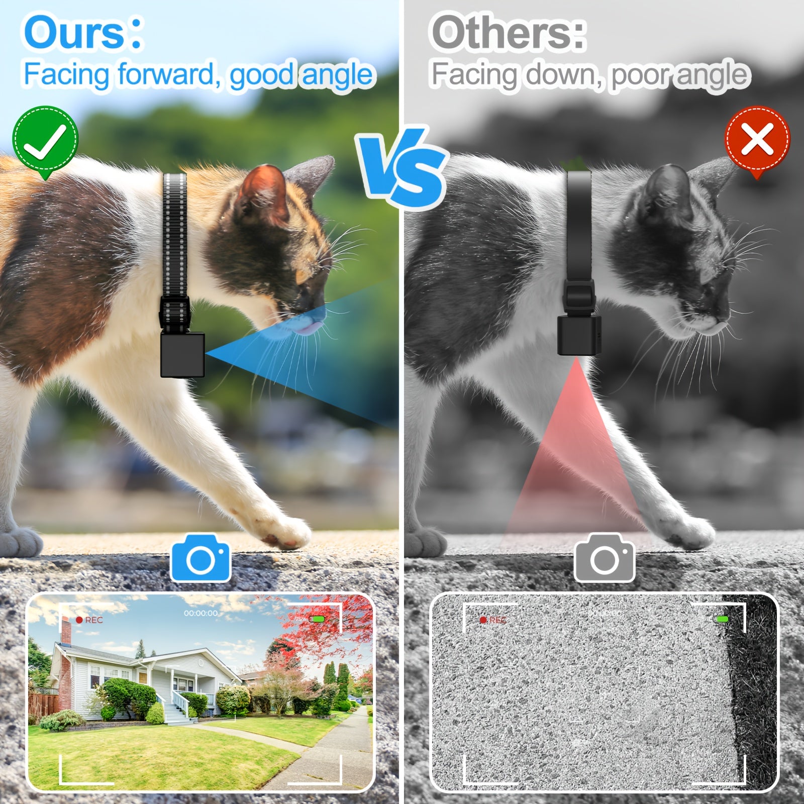 [No WiFi Needed] Cat Collar Camera | XS-Size | Cordless | Video Record | Pet Collar Camera Outdoor