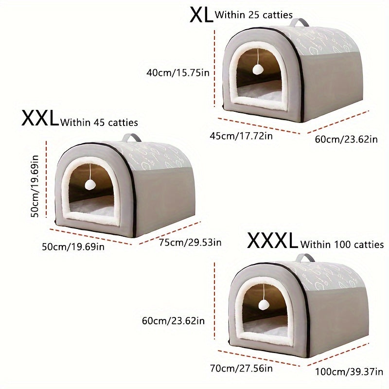 1pc Cozy Cartoon Pet Bed - Soft PP Cotton, Removable & Washable, Four Seasons Universal Kennel for Extra Small to Large Dogs