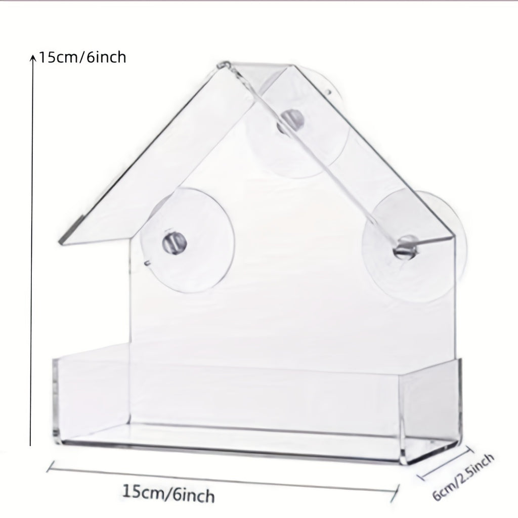 Clear Acrylic Hanging Bird Feeder - Perfect For Outdoor Garden Viewing - Transparent Window Birdhouse
