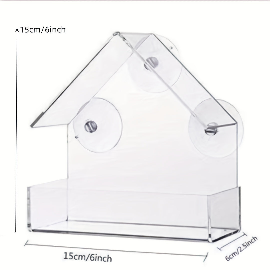 Clear Acrylic Hanging Bird Feeder - Perfect For Outdoor Garden Viewing - Transparent Window Birdhouse