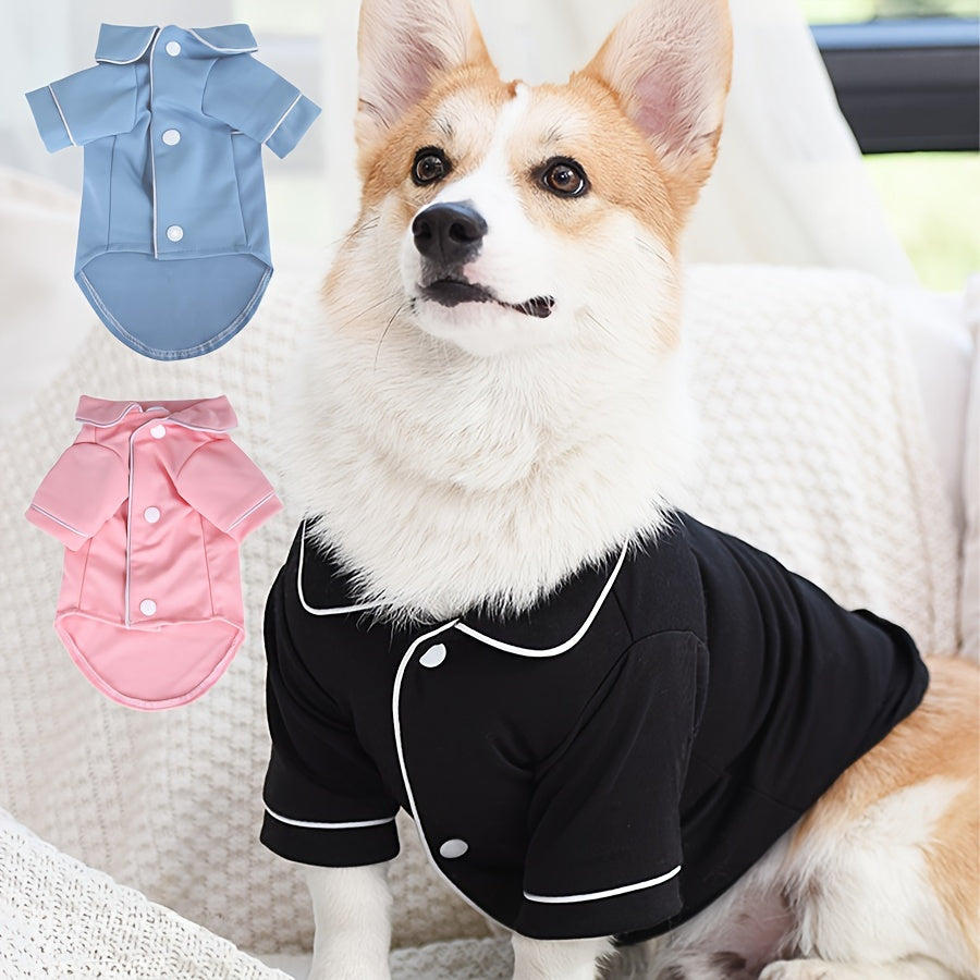 Pet Pajamas for Dogs and Cats - Woven Polyester Dog Sleepwear, Small Breed Nightwear with Button Closure, Machine Washable Pet Apparel for Puppies and Kittens