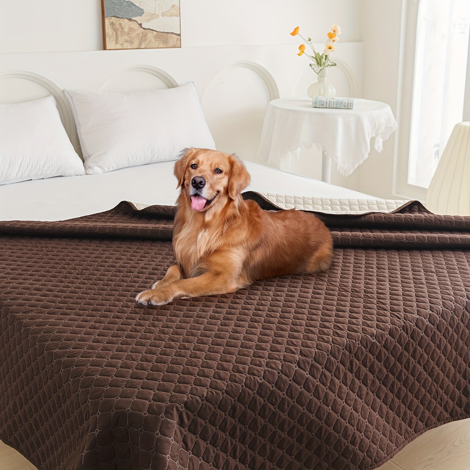 Waterproof Pet Bed Mat for Medium & Large Dogs - Non-Slip, Odor-Resistant Sofa Protector with Plaid Polyester Fill, Machine Washable, Pet Furniture Protection, Urine-proof, Car Mat