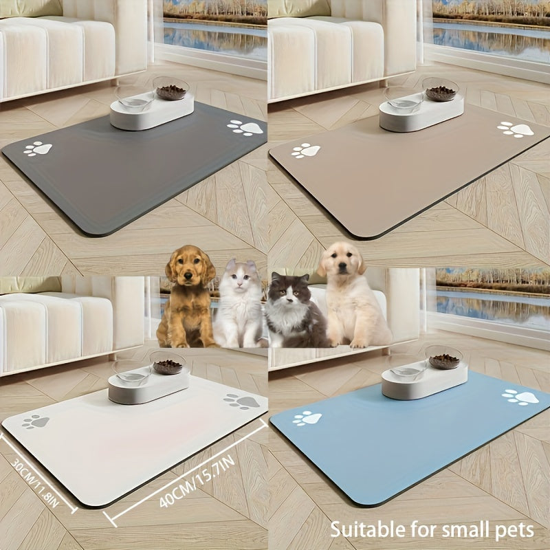 1pc Non-Slip PawPals Dog Feeding Mat with Cartoon Paw Prints - Waterproof, Absorbent, Quick-Dry, Easy to Clean Diatom Mud & Rubber Pet Feeding Pad for Dogs - Ideal for Messy Eaters