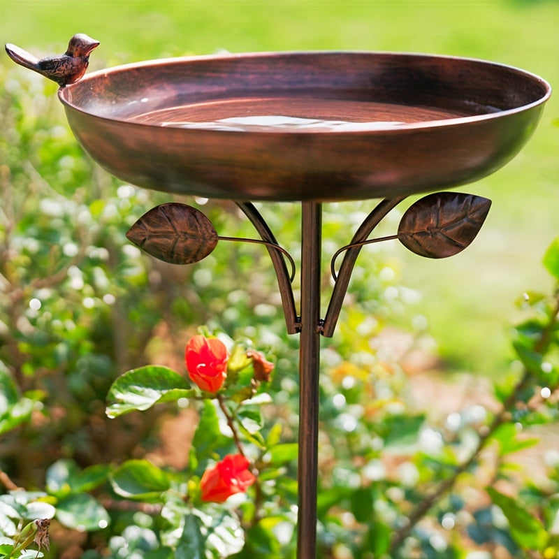 Garden Metal Bird Bath 12" Bird Bath Bowl with 5 Prongs Base Stake, Vintage Bird Baths for Outdoors Cast Iron Birdbath Standing Bird Feeder Bath