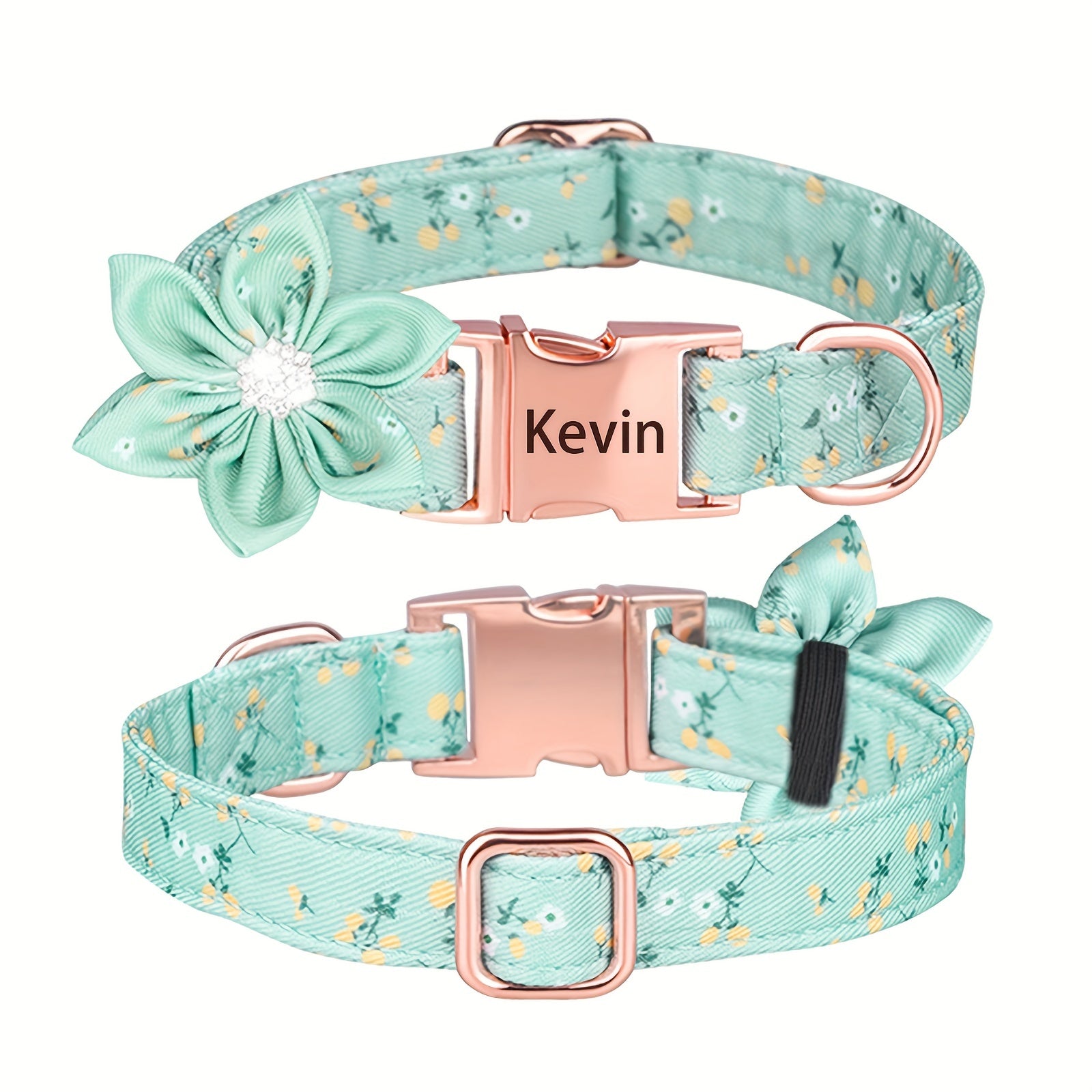 For Large Medium Small Dogs, Rhinestone Six Petal Flower Custom Dog Collar, Anti-Lost Floral Pattern Pet Collar