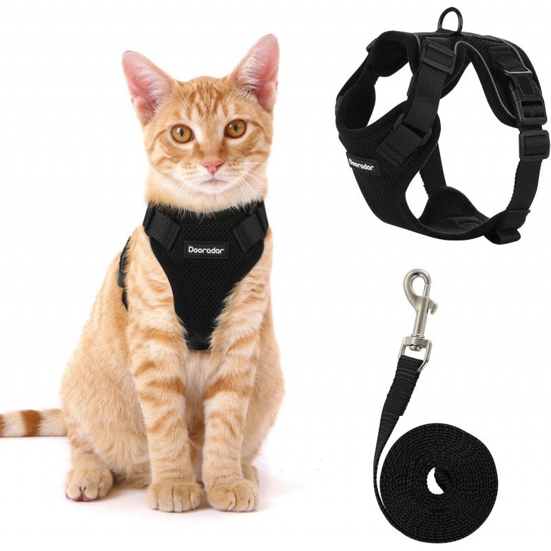 Reflective Pet Harness And Leash Set For Dogs And Cats, Adjustable Puppy Cat Vest Harness With Soft Mesh