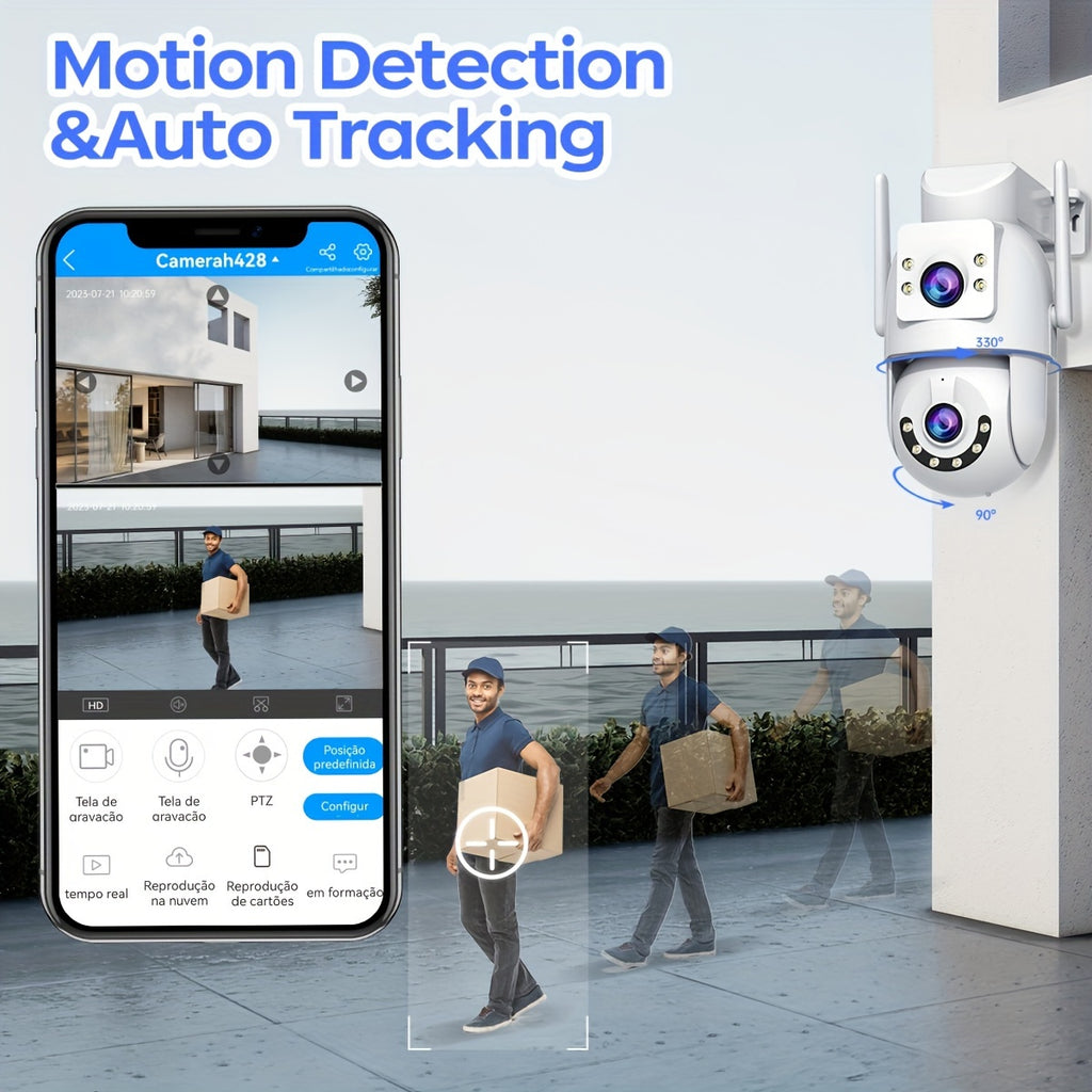 JOOAN 5G WiFi Dual Lens PTZ Outdoor IP Camera - Two-Way Audio, Auto Tracking, Screen Security Monitor for Elderly, Youngsters & Pets