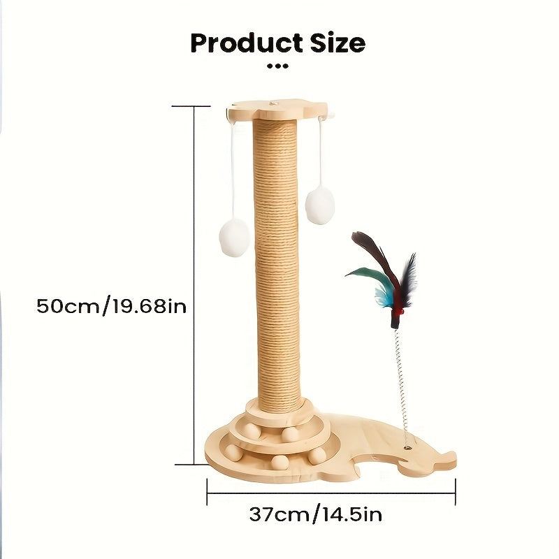 [Sisal Cat Scratching Post] Durable Sisal Cat Scratching Post & Climbing Tower | Dual-Sided Scratching Pillar with Circular Platforms, Space-Saving Vertical Design, Natural Wood Base | Indoor Cat Tree Alternative, Pet Play St