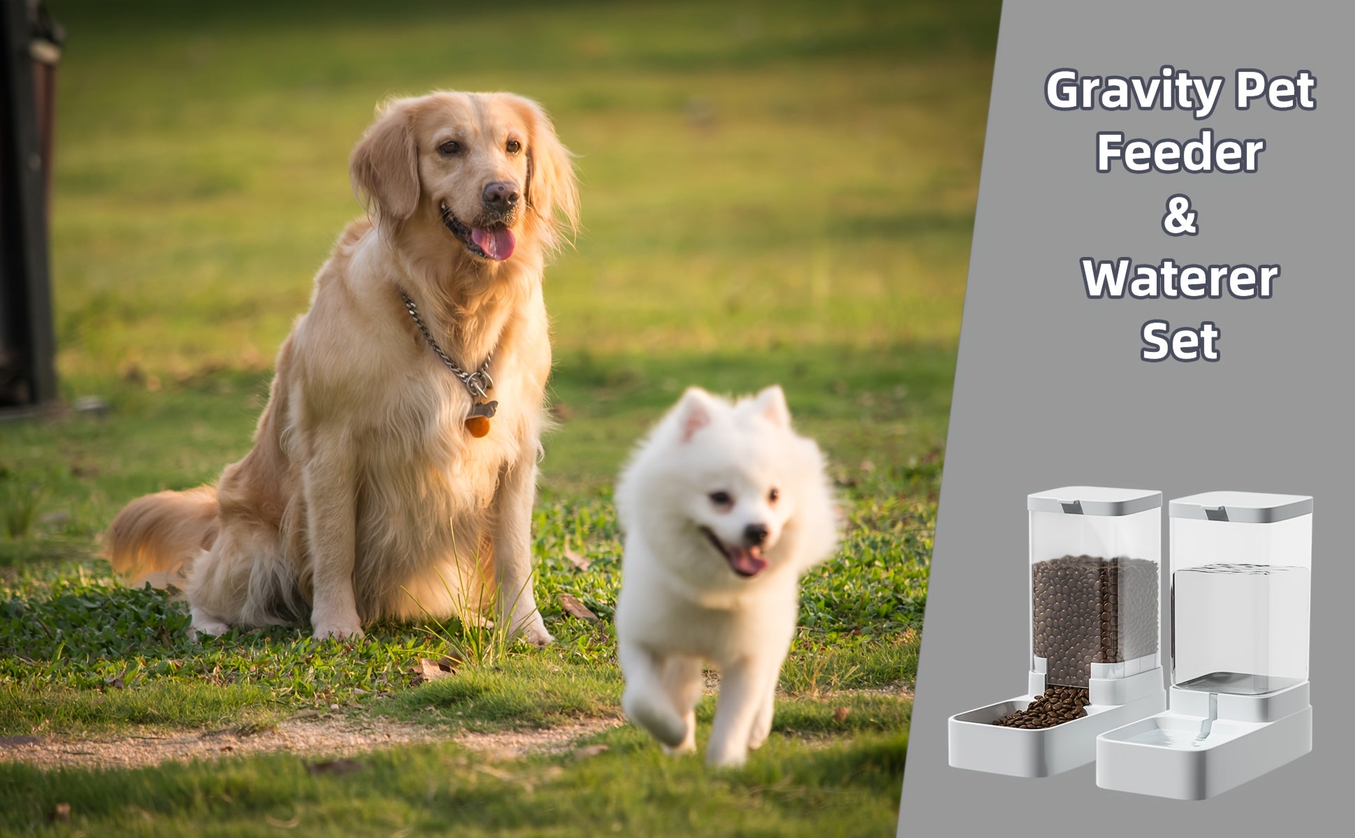 [ Hot selling ] 2pcs Gravity Pet Feeding and Drinking Set, Automatic Dog Food Feeding and Drinking Set - Pet Feeding Set - Suitable for Dogs, Cats, and Pet Animals