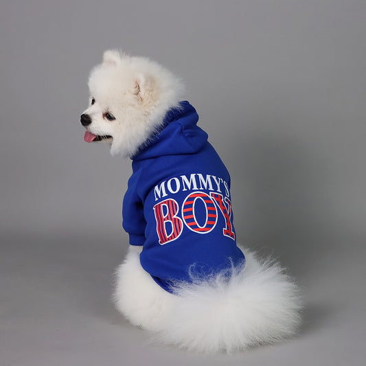 Pet Hoodie For Small & Medium Dogs, "Mommy's Boy" Pattern Dog Hoodie, Winter Pet Apparel