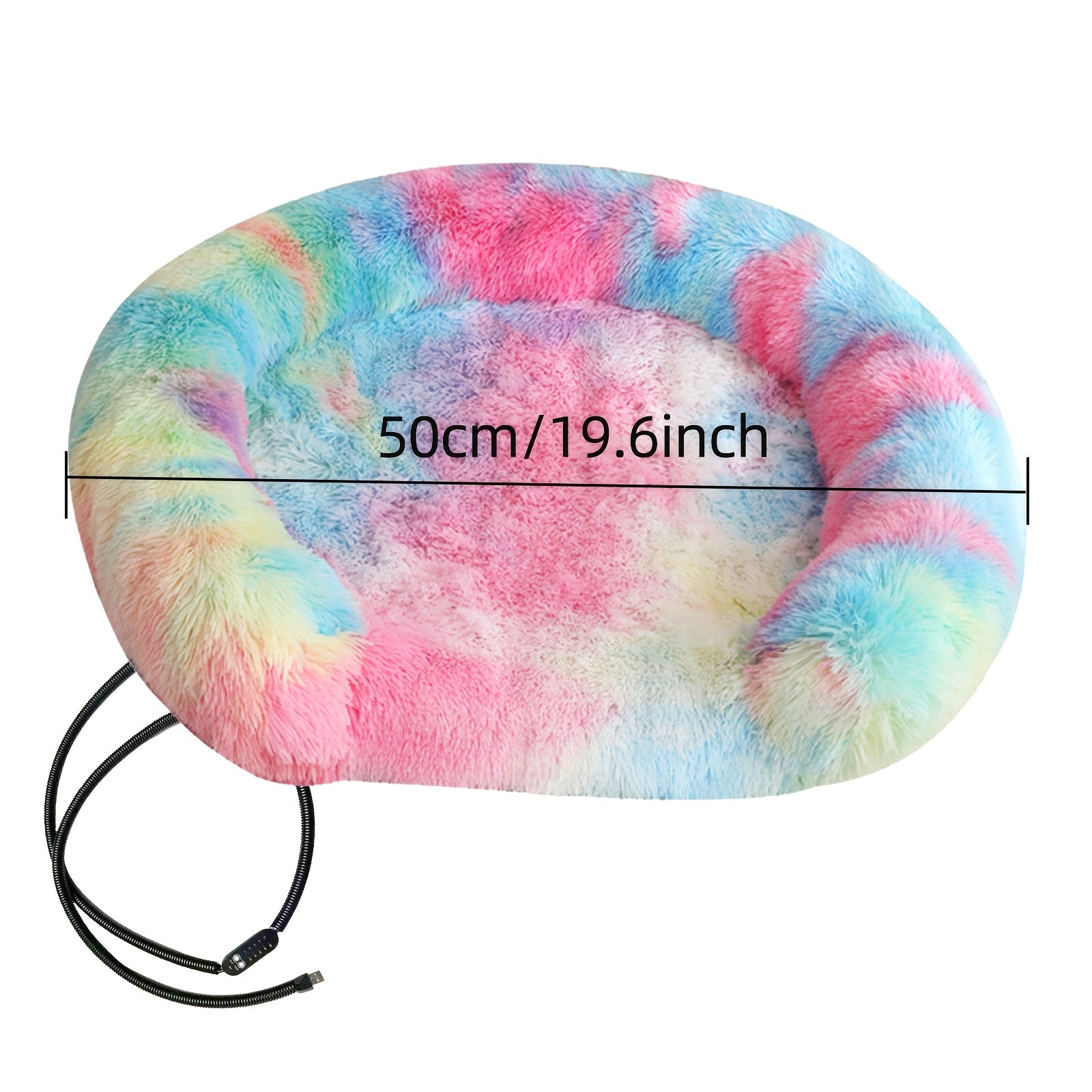 [Nonslip Safety] Colorful USB-Powered Pet Heating Bed for Cats & Small Dogs - Soft Plush Nest with Adjustable Thermostat, 5-Temperature Settings, Timer Function, Non-Slip Bottom, and Remote Control - Perfect for Cold Winter N