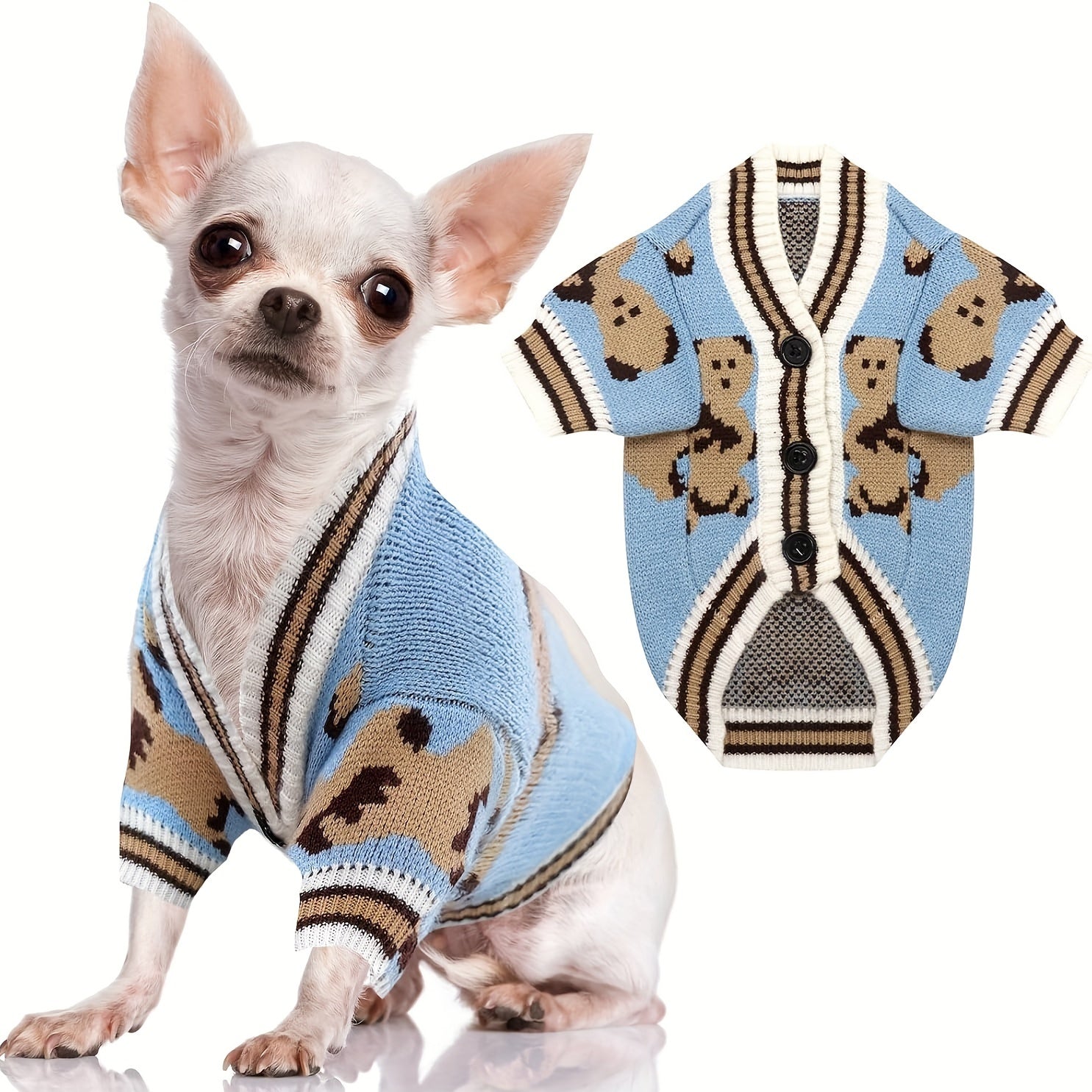 Adorable Cartoon Dog Sweaters - Soft, Warm, and Cozy Knitwear for Small Dogs, Puppy Winter Coats, Cute Bear Designs, Hand-Knitted Outfits, Pet Apparel for Cold Weather, Easy to Wear and Care