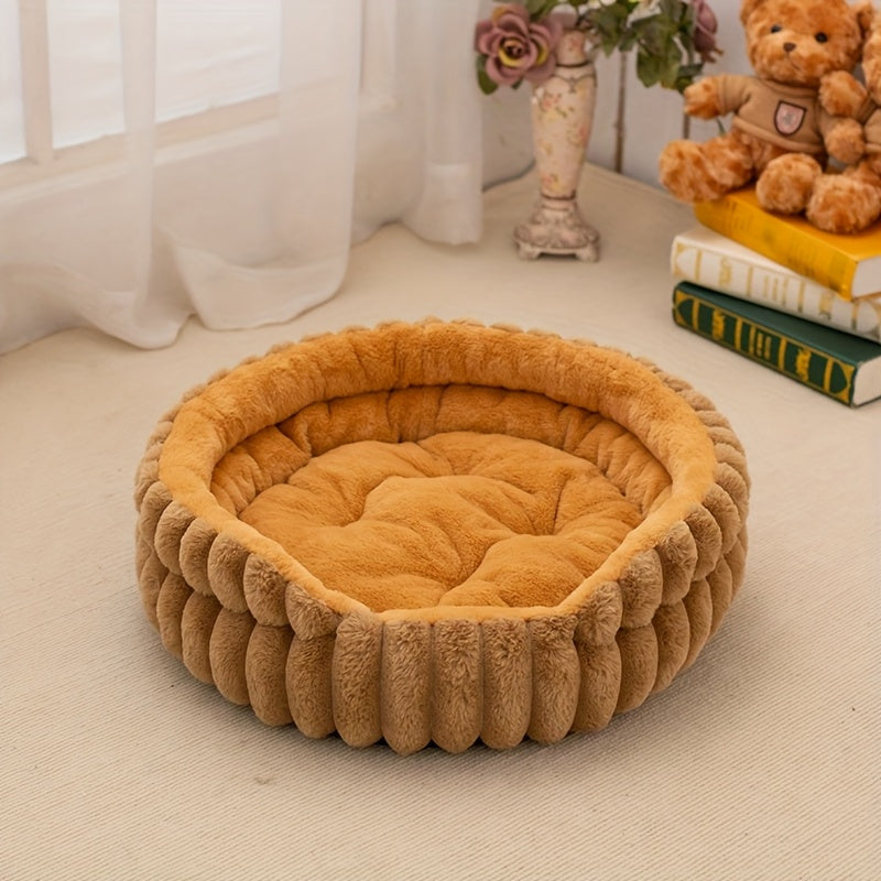 [Ultra-Soft Pet Bed] Ultra-Soft & Washable Four-Season Round Pet Bed | Soft & Comfortable Cat & Dog Mat for Indoor Use, Double-Sided Cushion with Raised Anti-Slip Bottom, Suitable for Small/Medium/Large Dogs and Cats