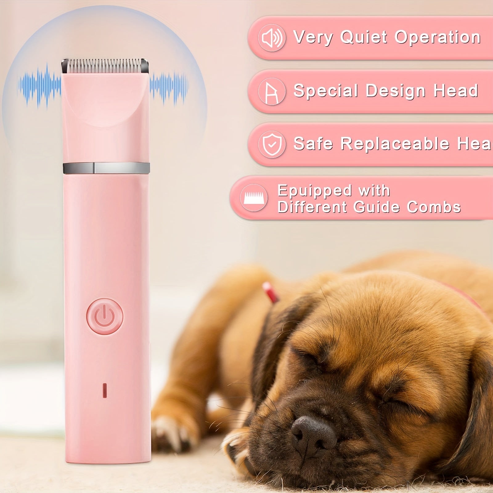 [600mAh Quiet Pet Grooming Kit] Quiet Pet Grooming Kit: Rechargeable Dog & Cat Hair Clippers with Low-Noise Paw Trimmer and Cordless Nail Grinder - USB Powered, 600mAh Battery
