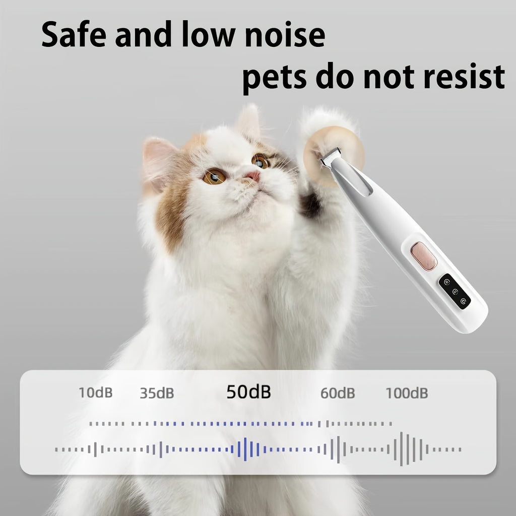 Safe Low Noise Pet Grooming Clippers - LED Light Support, USB and Battery Longevity