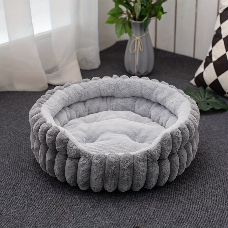 [Ultra-Soft Pet Bed] Ultra-Soft & Washable Four-Season Round Pet Bed | Soft & Comfortable Cat & Dog Mat for Indoor Use, Double-Sided Cushion with Raised Anti-Slip Bottom, Suitable for Small/Medium/Large Dogs and Cats