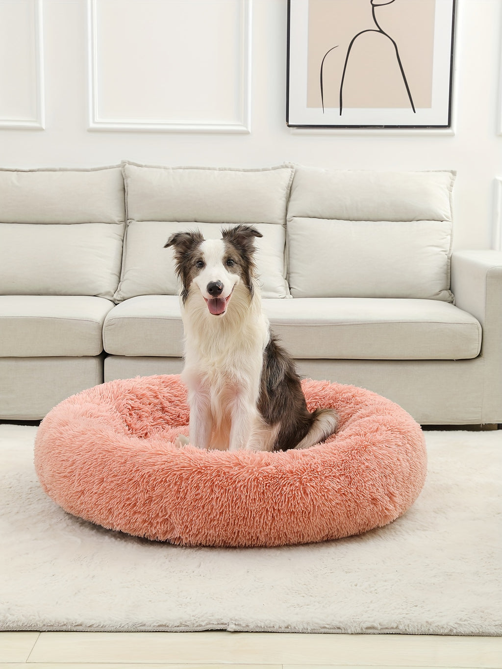 Cozy Fluffy Faux Fur Plush Pet Bed - Soft, Warming, Round, Long-Lasting Comfort for Small to Medium Dogs and Cats - Ideal for Cold Winter Nights and Snuggle Lovers