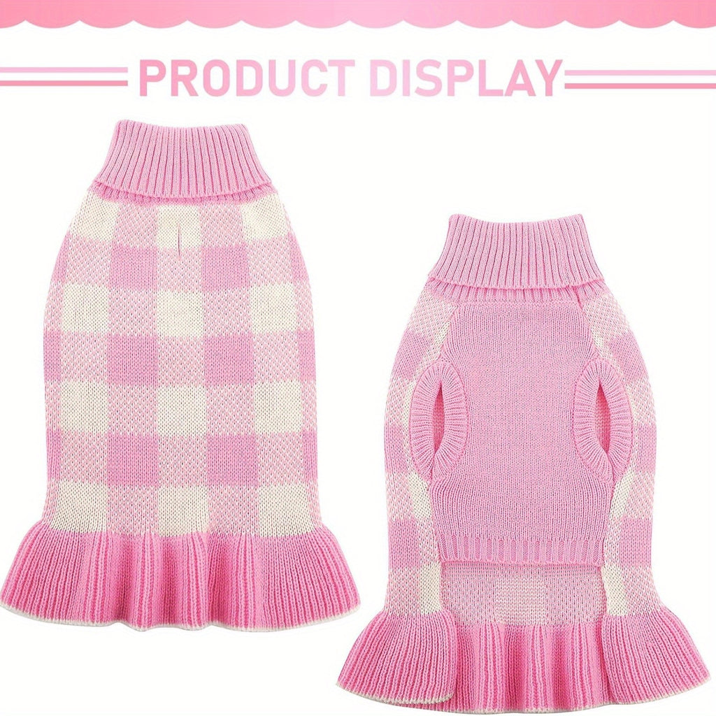 Winter Dog Sweater - Stretchy Knit Pullover Sweater for Small, Medium, Large Dogs - Warm Pet Sweater with Pink, Easy Slip-On Outfit for Cold Weather, Christmas, Photoshoots - Hand Wash Only - Ideal Gift for Dog Owners, Dog Sw