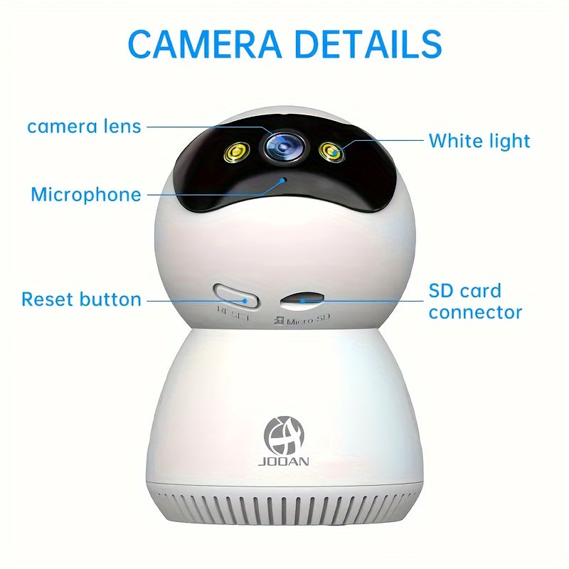 JOOAN 1080P Full HD Security Camera with Color Night Vision, Two-Way Audio, Motion Detection, Auto Tracking, WiFi Connectivity, App Control for Home Safety - Ideal for Youngsters, Elderly, and Pets