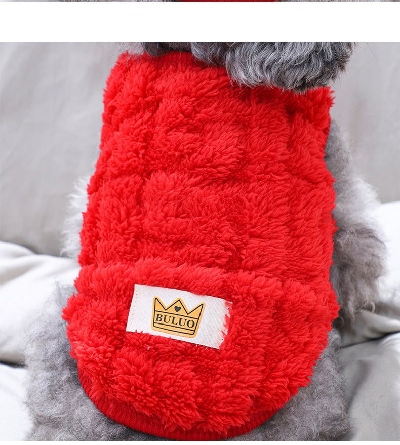4pcs Dog Sweaters - Cute Fleece Pullover Coats with Wavy Double-Sided Design, Warm Winter Outfits for Small & Medium Dogs & Cats, Soft Polyester Pet Apparel in Light Blue, Red, Yellow, White, Dog Sweater, Pet Winter Wear, Pla