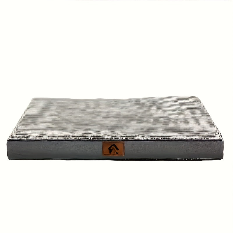Four Seasons Washable & Bite-Resistant Removable Dog Bed Mat - Soft Polyester Square Pet Bed for Medium/Small/X-Small Dogs, Golden Retriever-Friendly Indoor Kennel with Striped Design