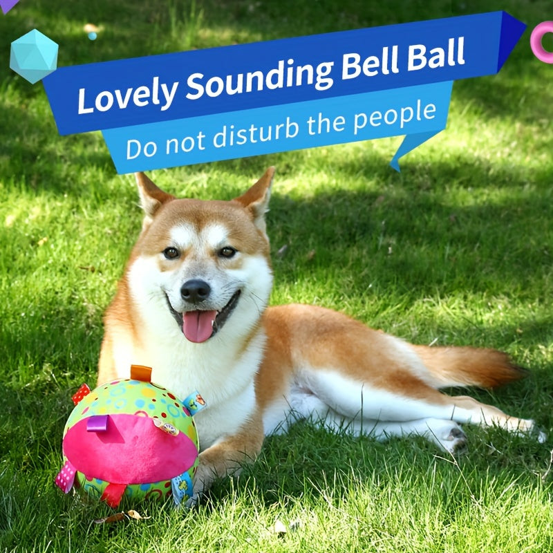 [1pc Durable Squeaky Ball Toy] 1pc Colorful Cartoon-Themed Plush Squeaky Ball Toy for Large Dogs - Durable Chew & Teeth Cleaning Interactive Pet Toy with Ribbon Tail, No Batteries Required, Dog Toys