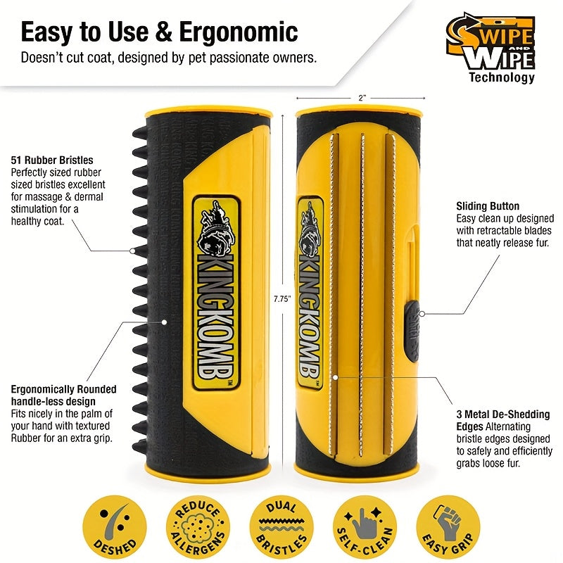 [Medium & Large Pet Grooming Set] 1/2pcs PetPro Stainless Steel & Plastic Dog Grooming Brush Set, Uncharged Hair Remover Comb for All Life Stages, Medium & Large Fur Pets, Fine Tooth Cleaning Brush Included