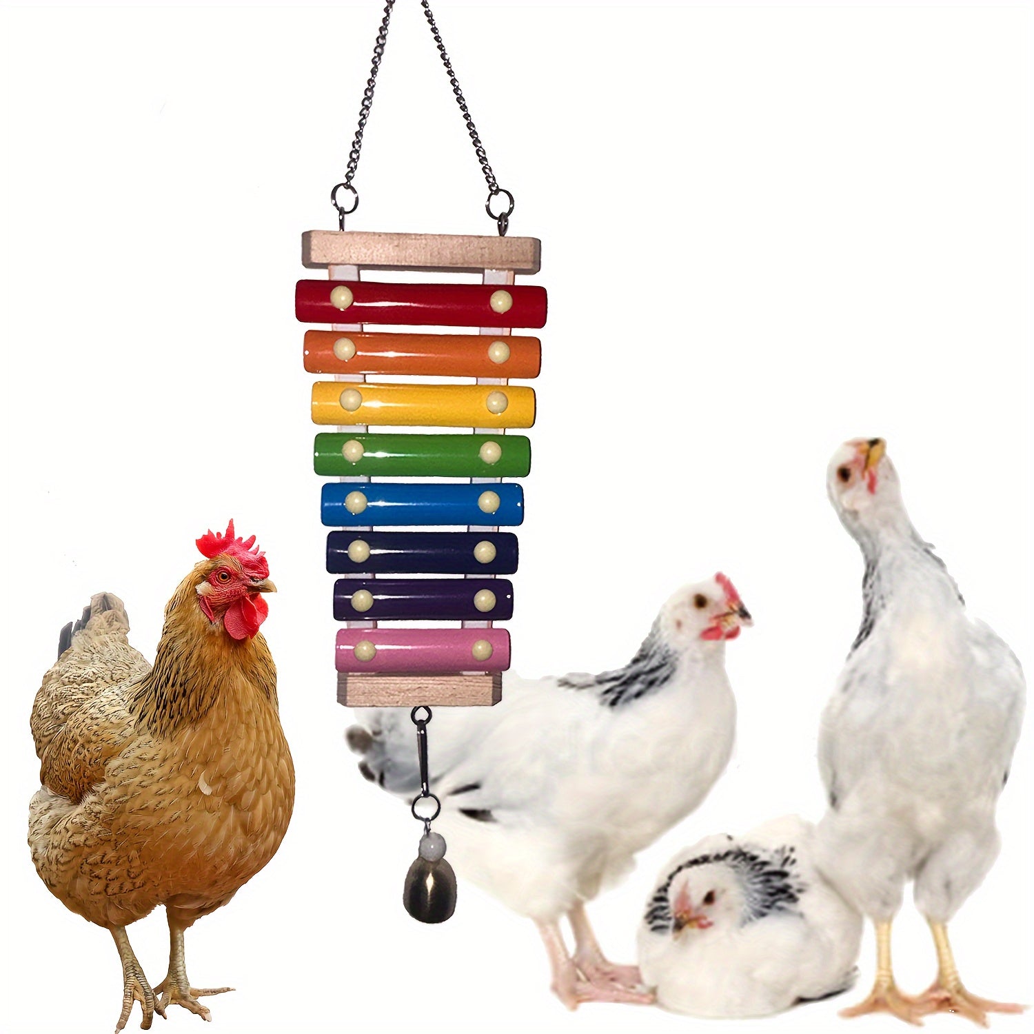 1pc Colorful Chicken Xylophone Toy Hanging Gnawing String Bird Cage Toy For Pet Bird Parrot Chicken For Playing