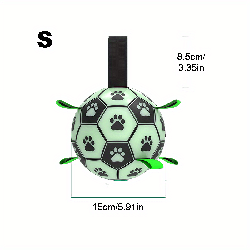 1pc Durable Football Design Pet Luminous Toy With Straps Dog Chewing Ball Toy For Training Playing Teeth Cleaning, Interactive Fetch Pet Toy For Small Medium Large Dogs