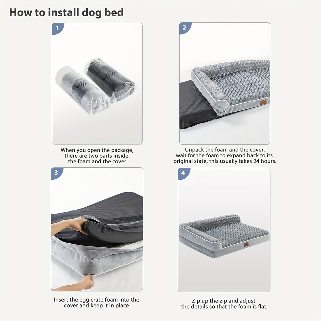 Orthopedic Dog Beds for Large Dogs, Extra Large Waterproof Dog Bed with Removable Washable Cover, Egg Crate Foam Pet Bed, XL Dog Crate Bed, dog beds large sized dog, large dog bed, large dog bed, dog beds for large dogs