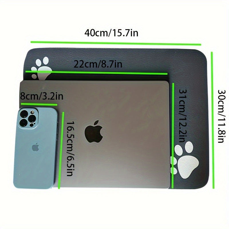 1pc Non-Slip PawPals Dog Feeding Mat with Cartoon Paw Prints - Waterproof, Absorbent, Quick-Dry, Easy to Clean Diatom Mud & Rubber Pet Feeding Pad for Dogs - Ideal for Messy Eaters