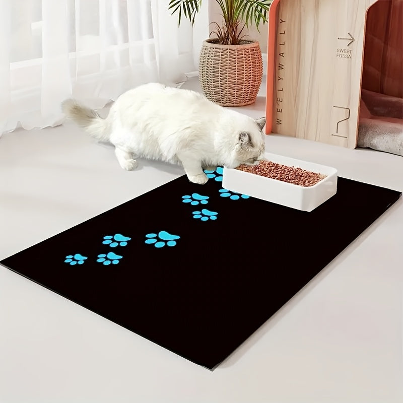 [1pc dog paw pet mat] 1pc cute blue dog paw pet feeding mat, Halloween Christmas decoration