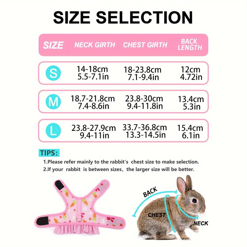 Breathable Mesh Bunny Harness with Fruit Print
