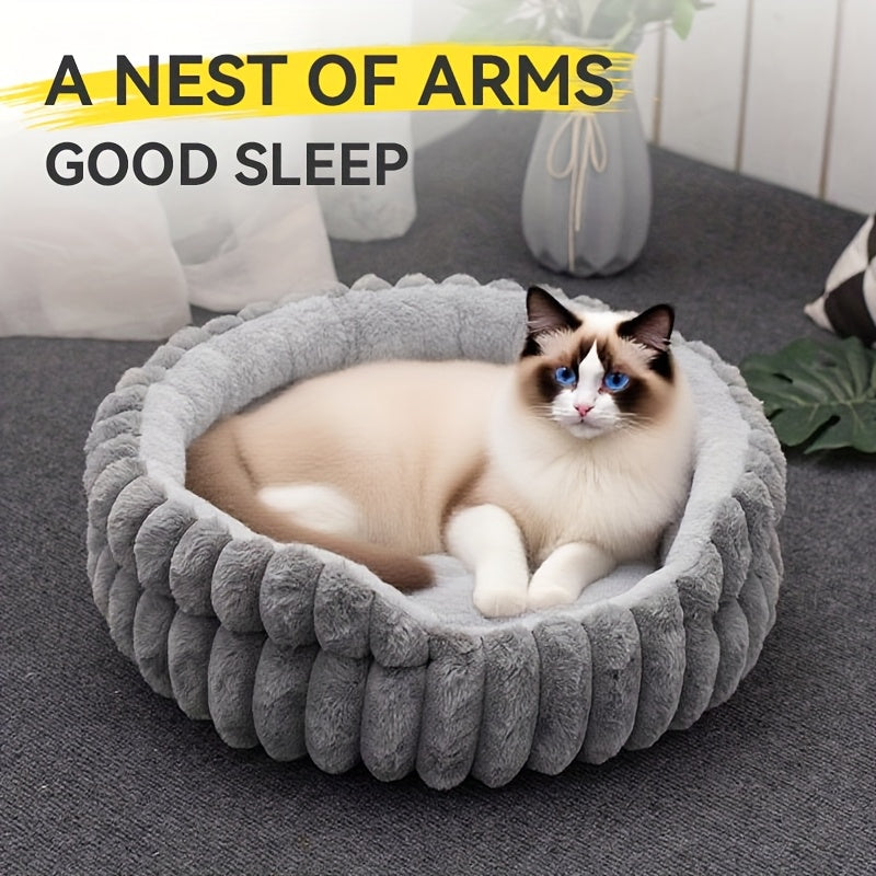 [Ultra-Soft Pet Bed] Ultra-Soft & Washable Four-Season Round Pet Bed | Soft & Comfortable Cat & Dog Mat for Indoor Use, Double-Sided Cushion with Raised Anti-Slip Bottom, Suitable for Small/Medium/Large Dogs and Cats