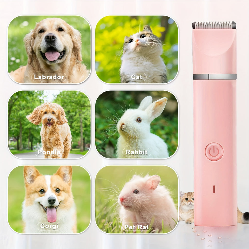 [600mAh Quiet Pet Grooming Kit] Quiet Pet Grooming Kit: Rechargeable Dog & Cat Hair Clippers with Low-Noise Paw Trimmer and Cordless Nail Grinder - USB Powered, 600mAh Battery