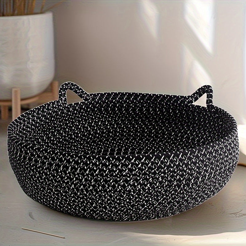 1pc Cotton Rope Pet Bed, Round Woven Basket House for Small Animals – Soft, Durable, Easy to Clean Pet Nest for Cats and Dogs
