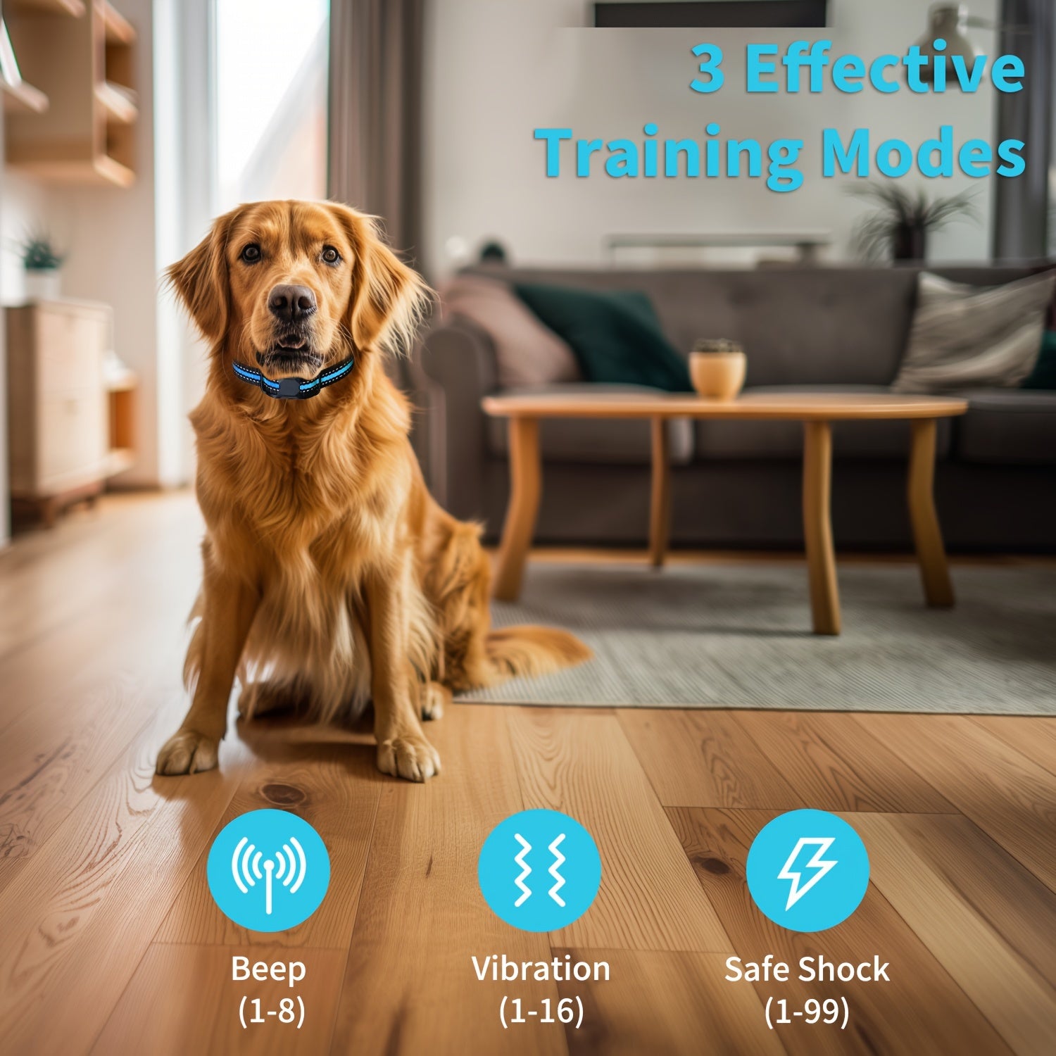 Adjustable Nylon Dog Training Collar with Remote, Electronic Rechargeable Pet Collar for Small to Large Dogs 5lbs to 120lbs, 24 Inch Strap, Waterproof and Shock-Proof