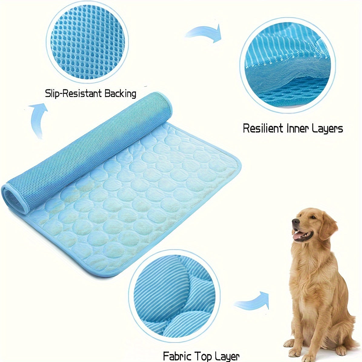 Cooling Dog Bed, Bite-Resistant Pet Mat, Breathable Ice Silk Cushion for Summer Comfort