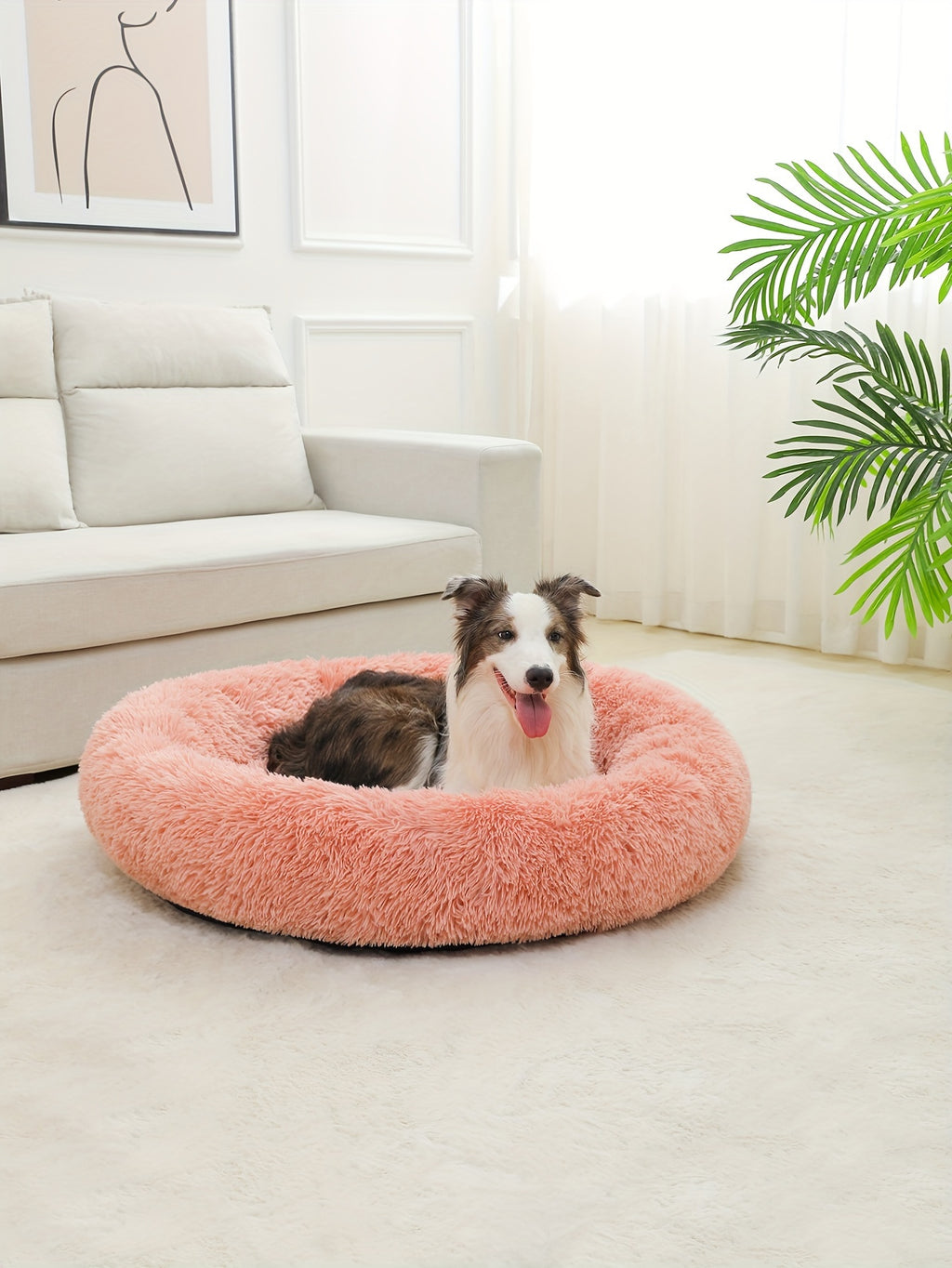 Cozy Fluffy Faux Fur Plush Pet Bed - Soft, Warming, Round, Long-Lasting Comfort for Small to Medium Dogs and Cats - Ideal for Cold Winter Nights and Snuggle Lovers