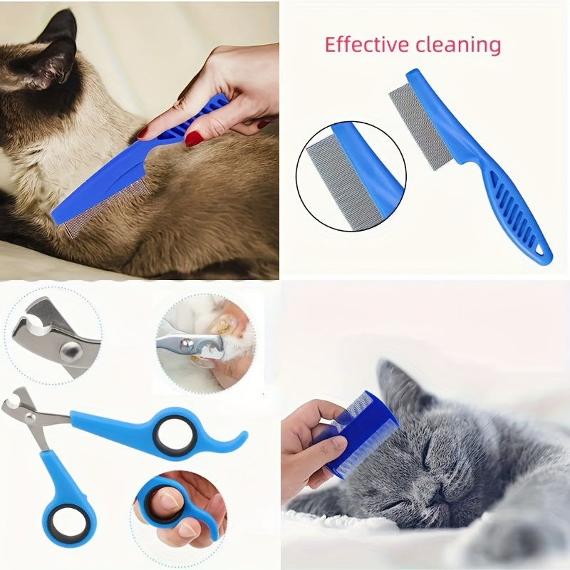 [8-Piece Pet Grooming Kit Uncharged] 8-Piece Pet Grooming Kit for Dogs - PP Material, Uncharged, Battery-Free - Includes Shampoo Brush, Flea Comb, Nail Clippers, Toothbrush, and More