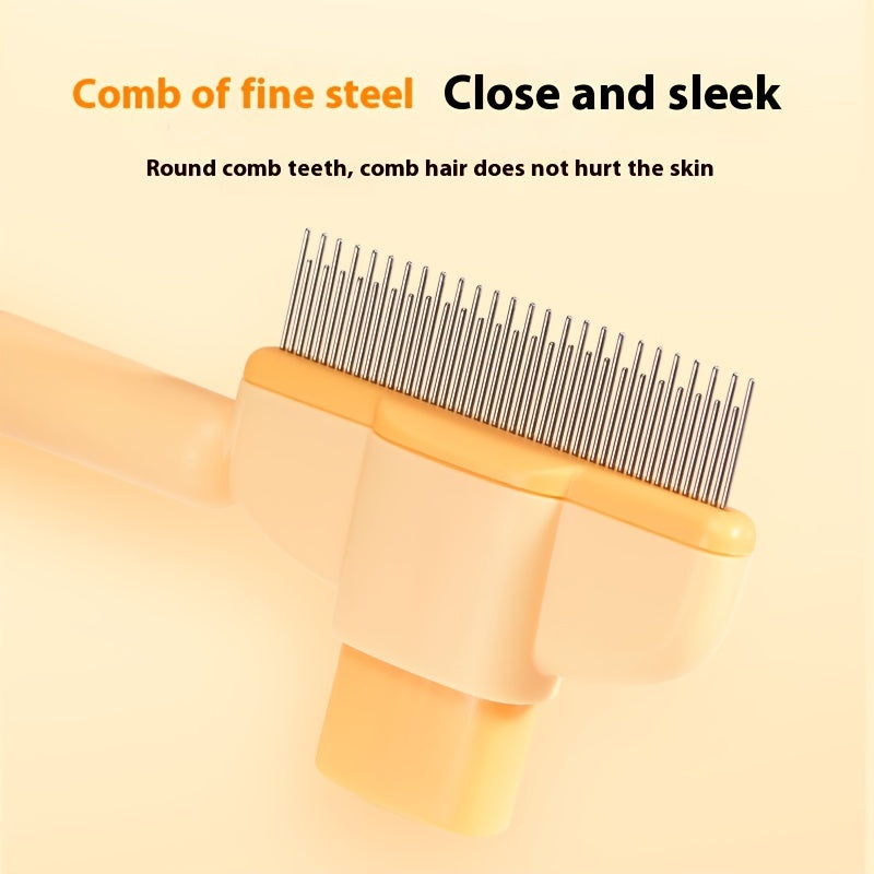 Self-Cleaning Pet Grooming Comb for Dogs & Cats - Flea Removal, Dense Teeth Detangling Brush