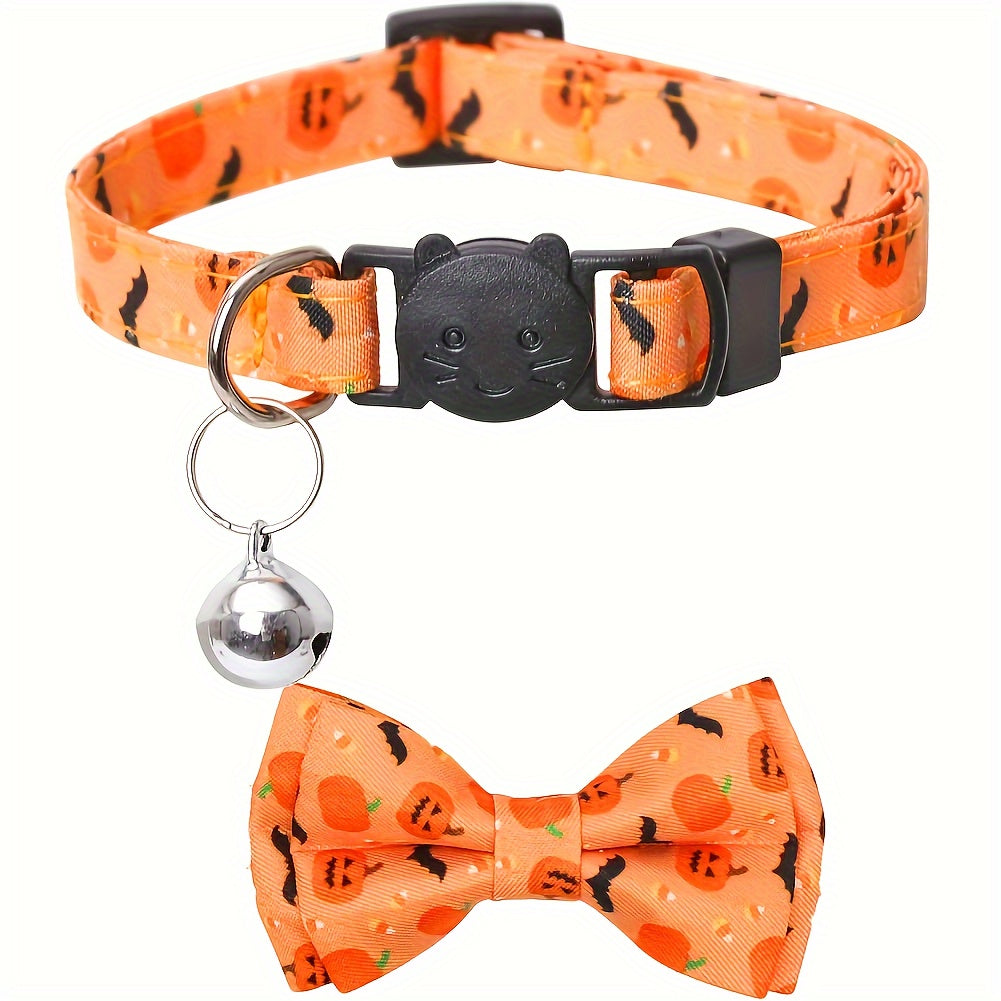 Halloween Cat Collar With Bell, Cat Necklace Breakaway Cat Collar Adjustable Pet Collar With Safety Buckle