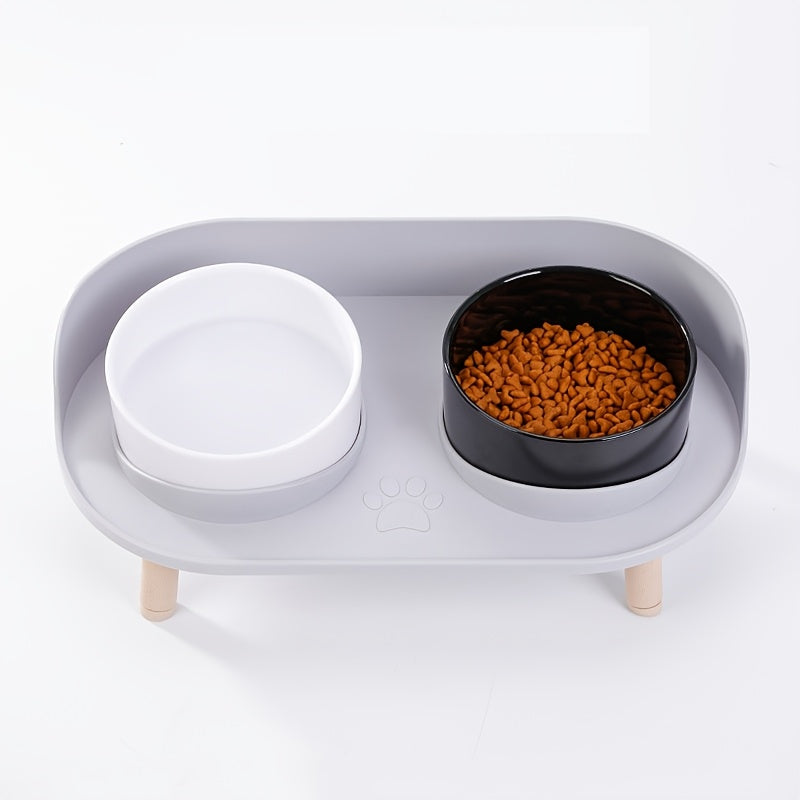 [Durable Pet Feeding Station] Durable Multifunctional Pet Feeding Station | Double Bowls for Cat and Dog | Neck Protection Design | Non-Slip Spill-Resistant Base | Easy to Clean for Small and Medium Pets